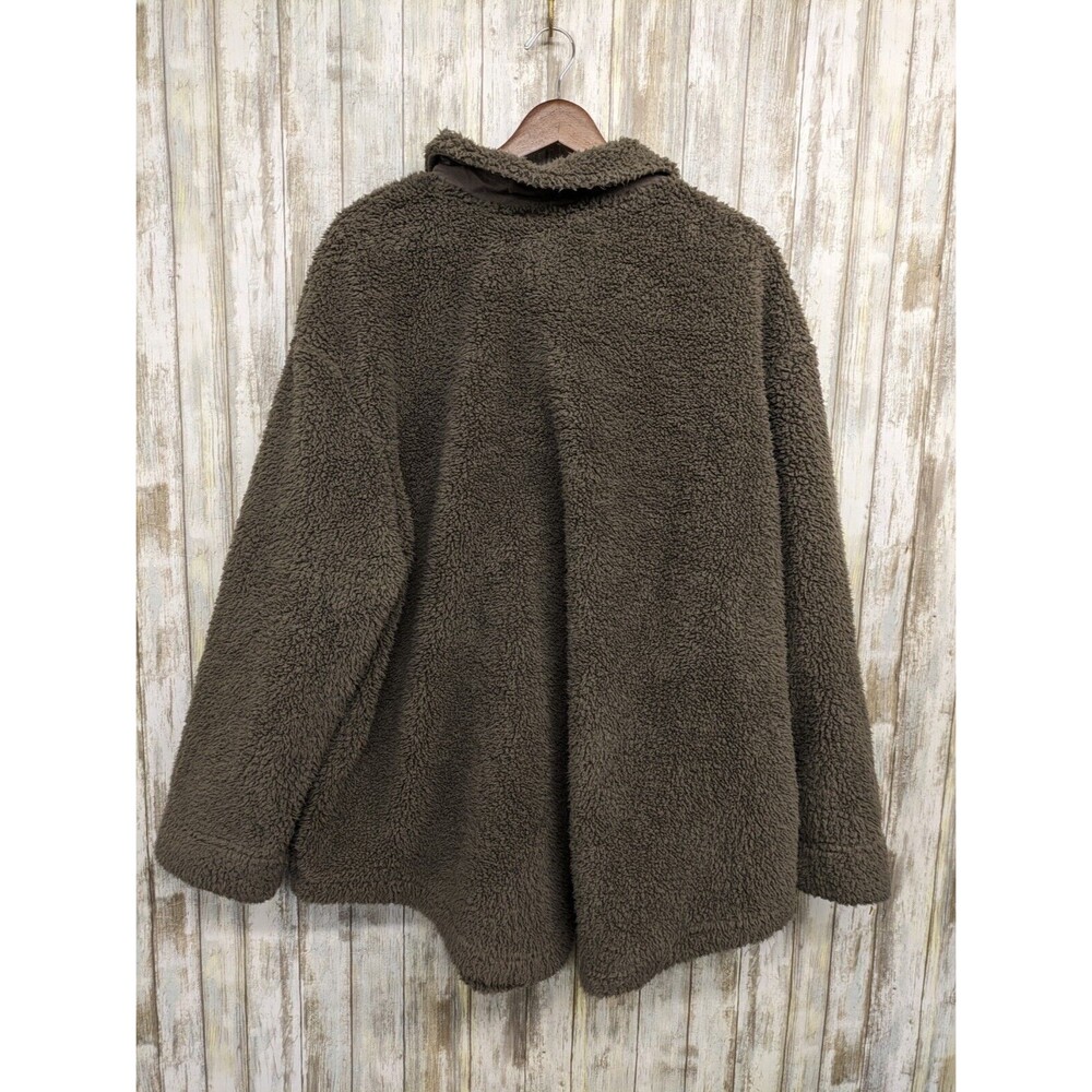 Koolaburra by UGG Brushed Back Sherpa Cozy Shacket Shirt Jacket Olive Green 1X - Picture 4 of 9